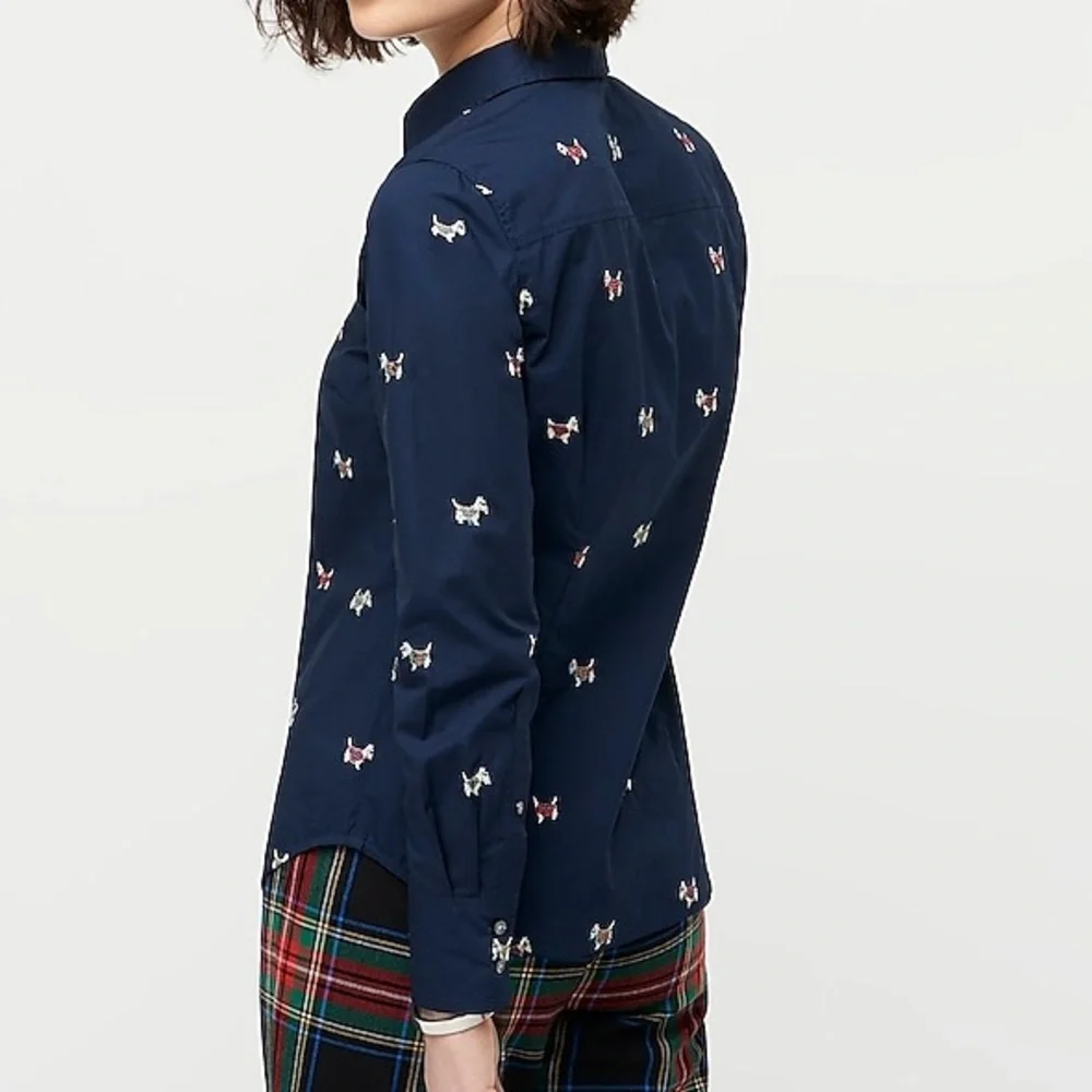 J.Crew Dog Emborided Slim Shirt